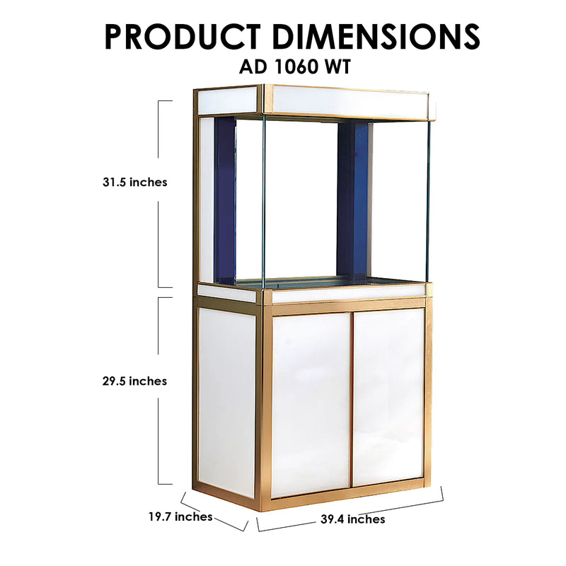 Aqua Dream 100 Gallon Tempered Glass Aquarium White and Gold AD-1060-WT - Serenity Provision