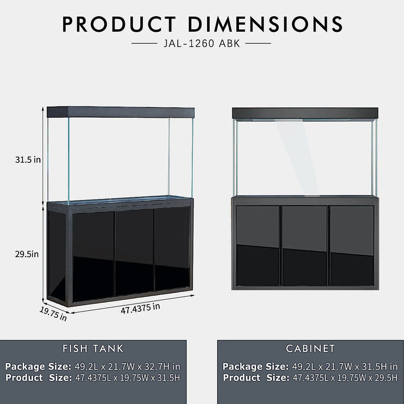 Aqua Dream 135 Gallon Tempered Glass Aquarium Black AD-1260-ABK - Serenity Provision