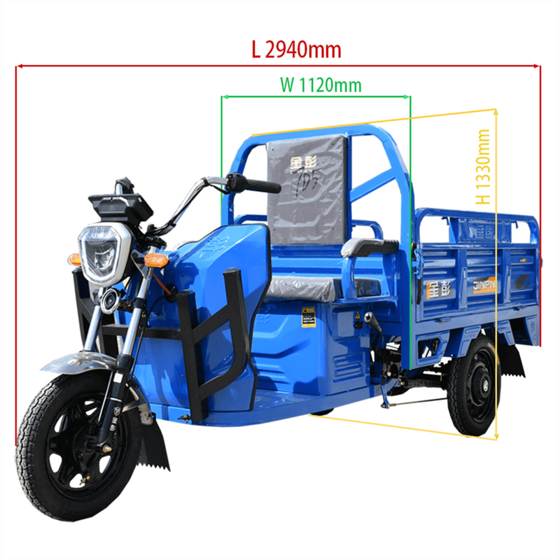 Electric Cargo Tricycle, 1650lb Load Capacity with Loading Car Hopper