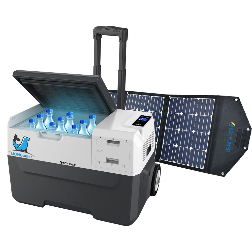 LiONCooler Combo, X30A Portable Solar Fridge/Freezer (32 Quarts) and 90W Solar Panel