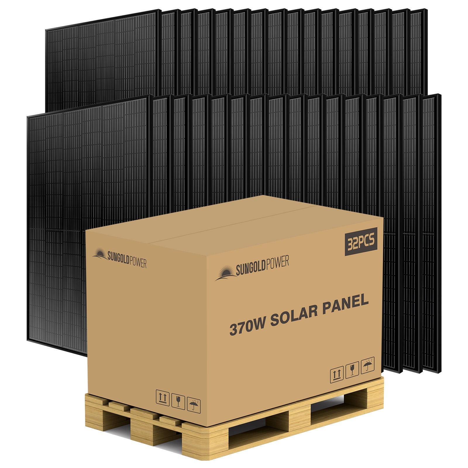 Sungold Power 370W MONO BLACK PERC SOLAR PANEL FULL PALLET (32 PANELS) SG370WMB