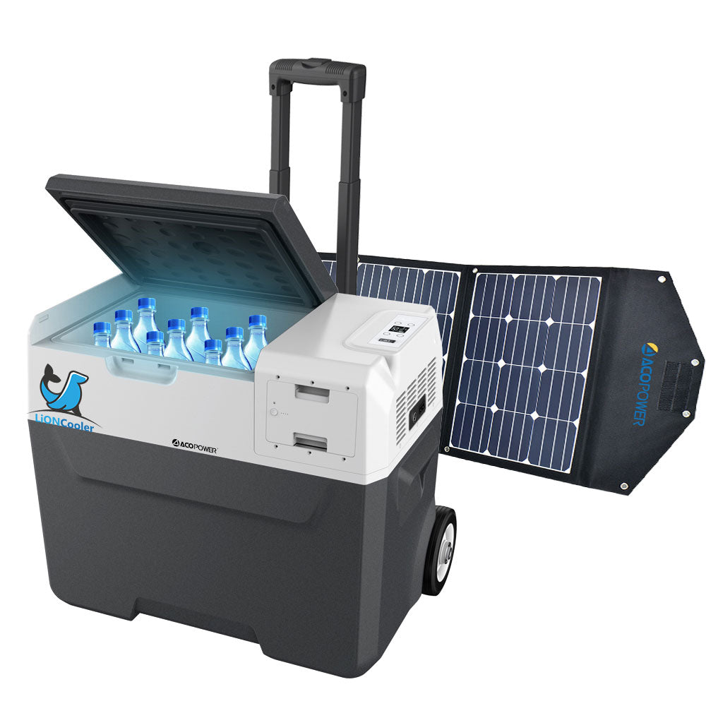 LiONCooler Combo, X40A Portable Solar Fridge/Freezer (42 Quarts) and 90W Solar Panel