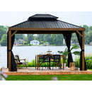 Gazebo Penguin Yosemite Gazebo Aluminum Frame Wood Finish 10'x12' 41012MR-62 - Serenity Provision