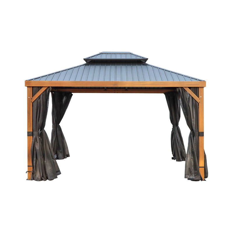 Gazebo Penguin Yosemite Gazebo Aluminum Frame Wood Finish 10'x12' 41012MR-62 - Serenity Provision