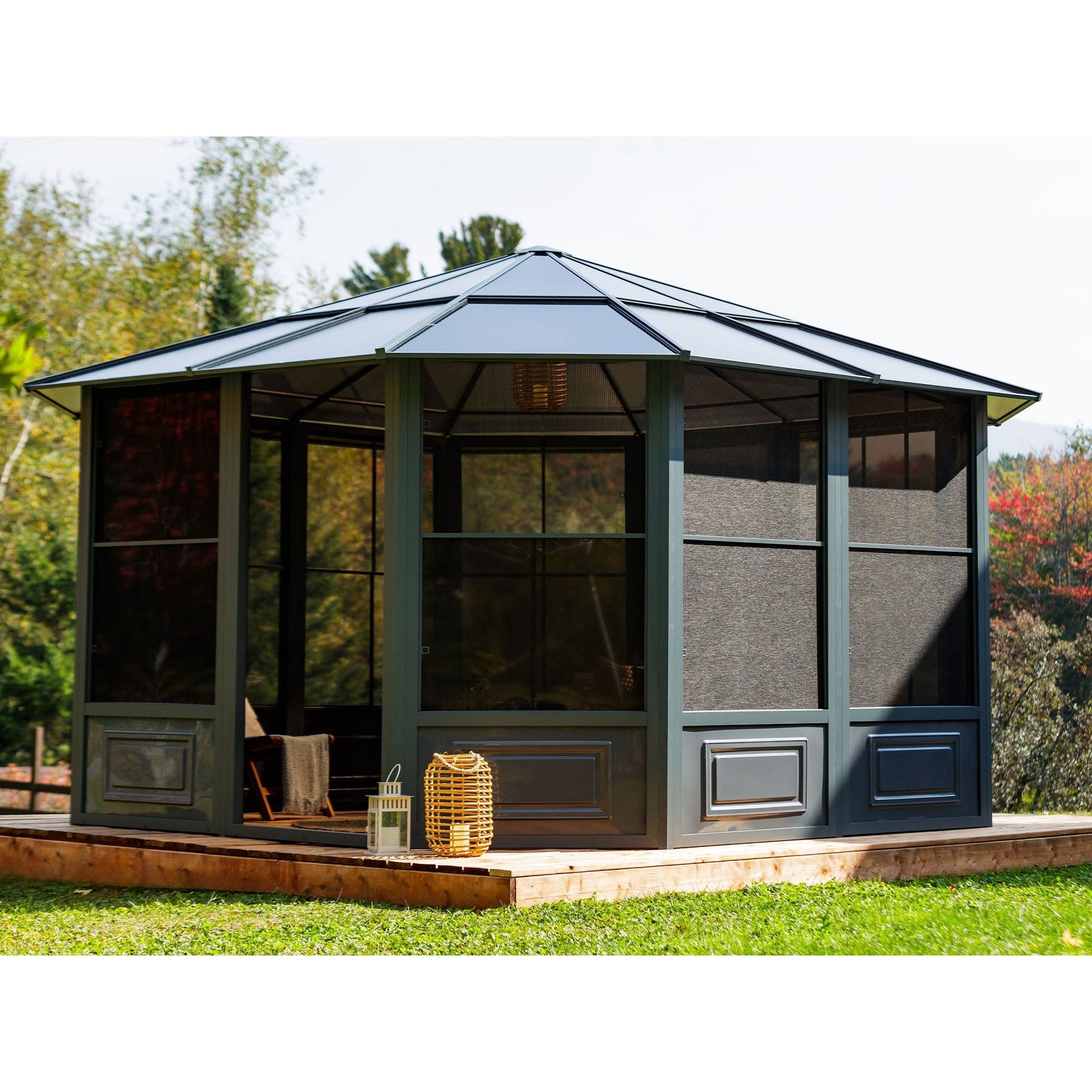 Gazebo Penguin Florence Solarium with Polycarbonate Roof 12'x12' - 41212 - Serenity Provision