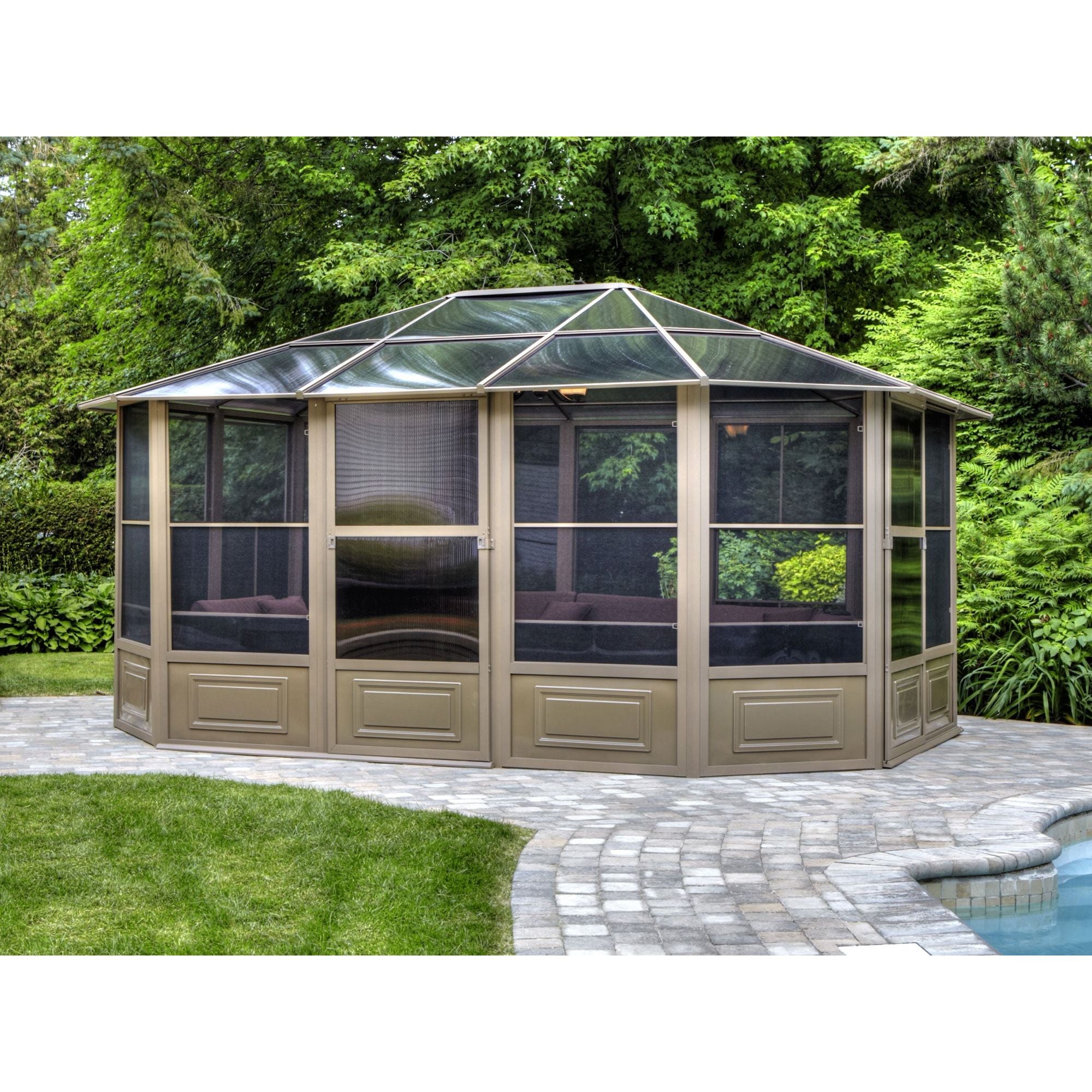 Gazebo Penguin Florence Solarium with Polycarbonate Roof 12'x15' - 41215 - Serenity Provision