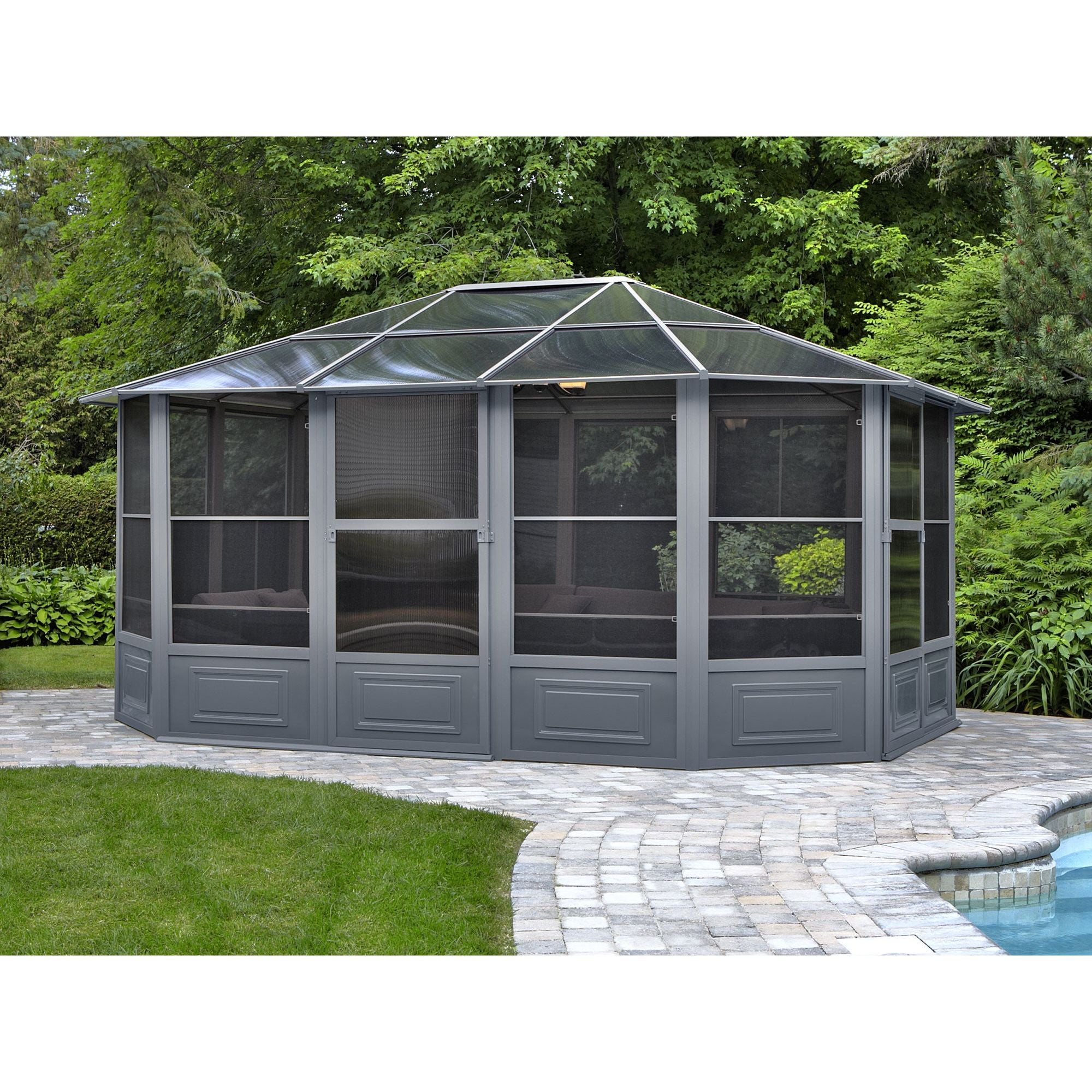 Gazebo Penguin Florence Solarium with Polycarbonate Roof 12'x15' - 41215 - Serenity Provision