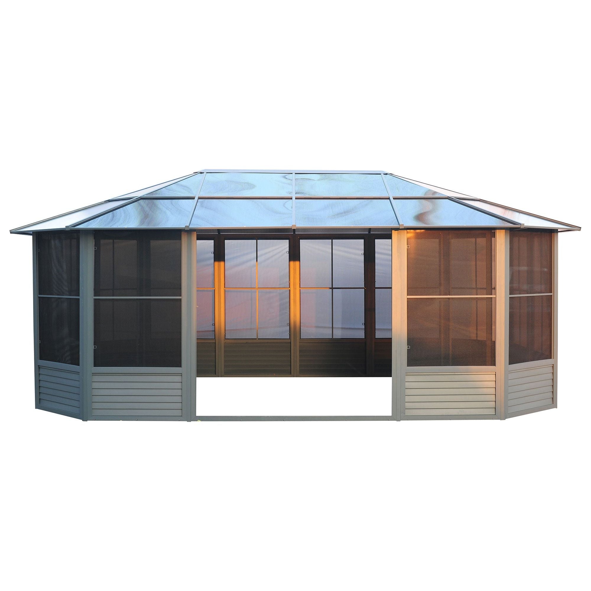 Gazebo Penguin Florence Solarium with Polycarbonate Roof 12'x18' - 41218 - Serenity Provision