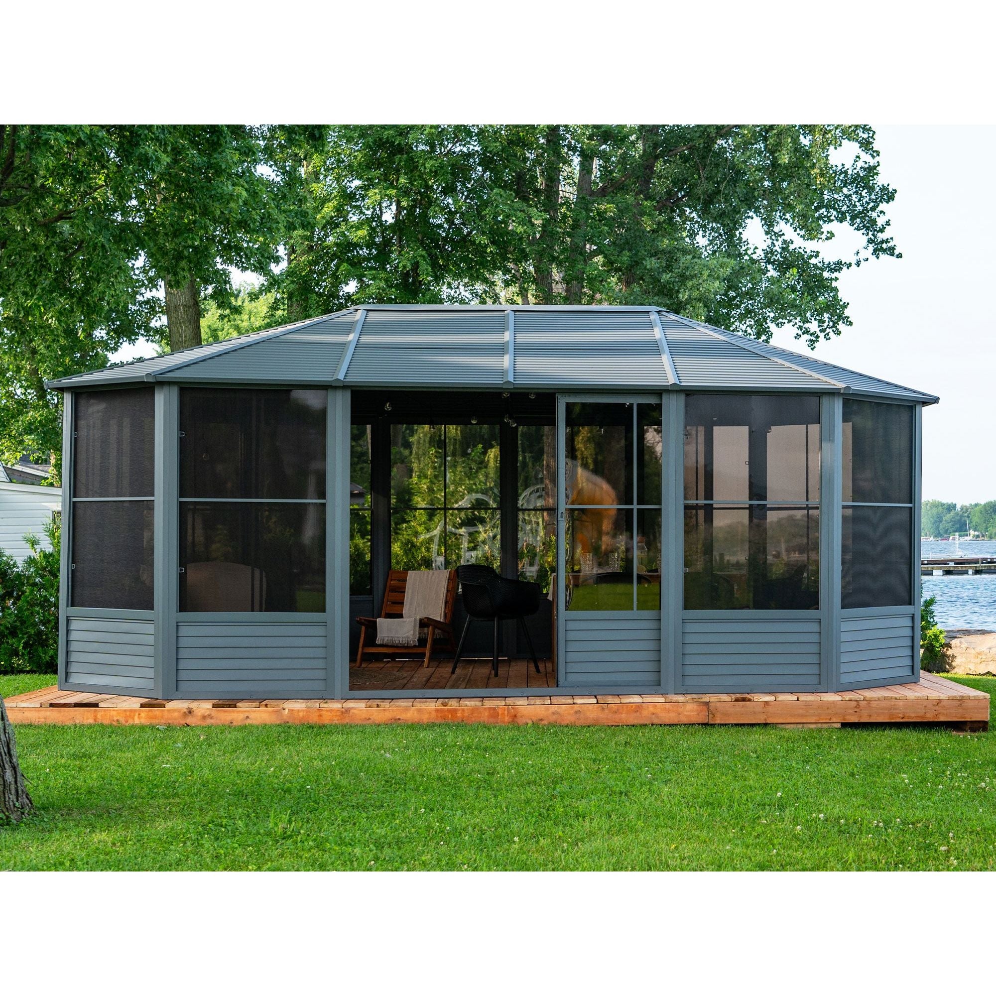 Gazebo Penguin Florence Solarium with Metal Roof 12'x18' - 41218MR - Serenity Provision