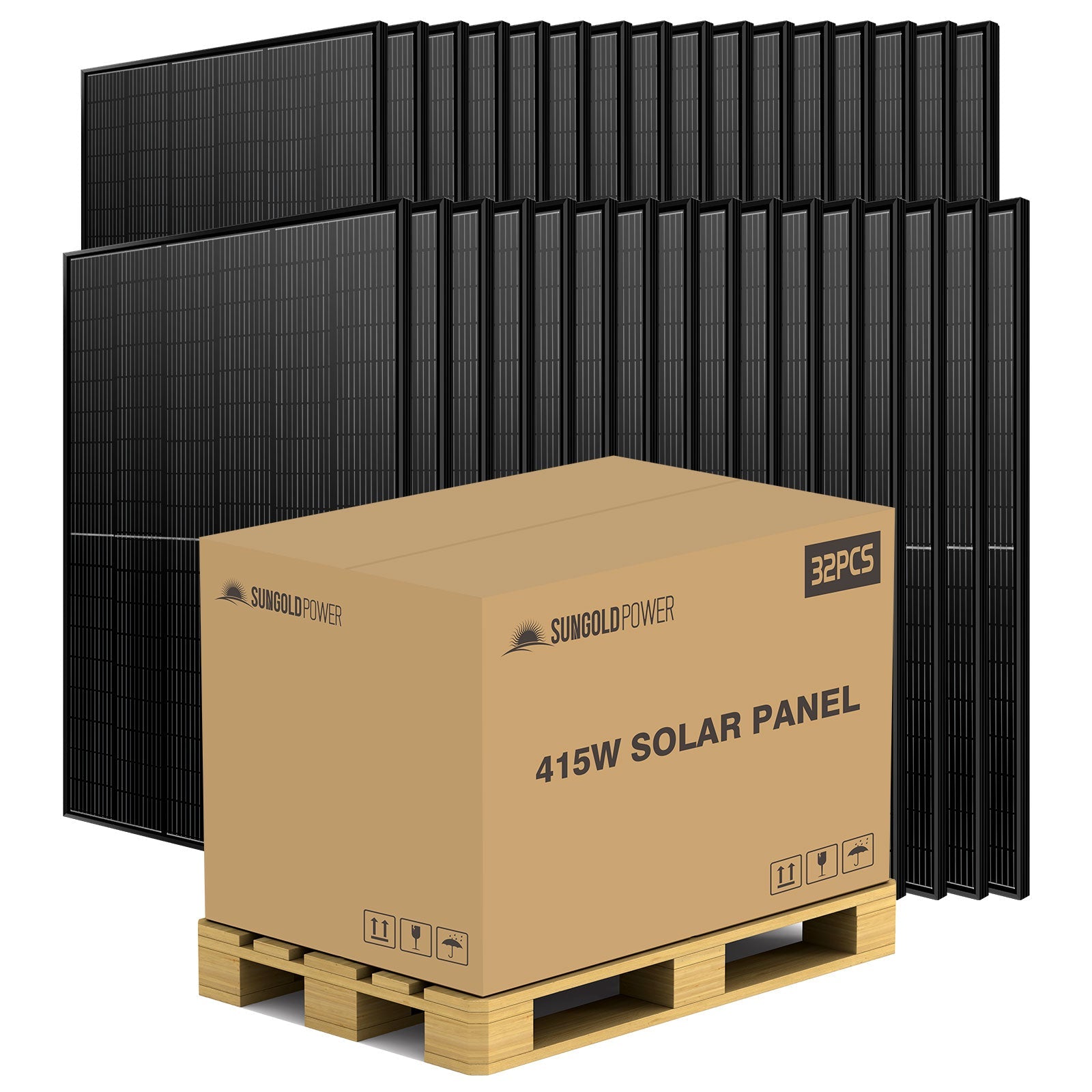 Sungold Power 415W MONO BLACK PERC SOLAR PANEL FULL PALLET (32 PANELS) SG415WM