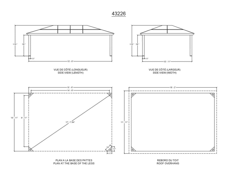 Gazebo Penguin Venus Gazebo 12'x14' Polycarbonate Roof - 43224