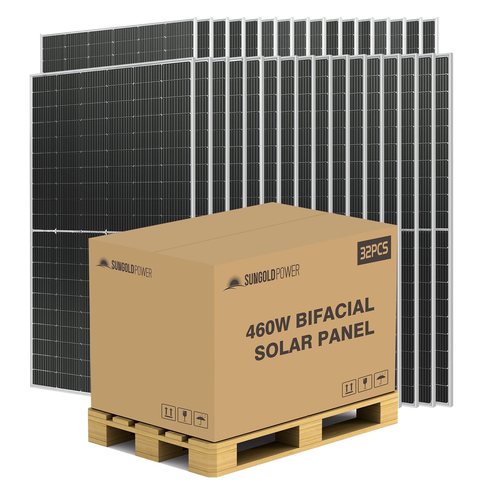 Sungold Power 460 WATT BIFACIAL PERC SOLAR PANEL FULL PALLET (32 PANELS) SG460WBG