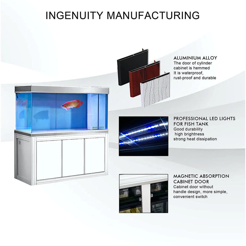 Aqua Dream 200 Gallon Tempered Glass Aquarium White and Silver AD-1560-WS - Serenity Provision