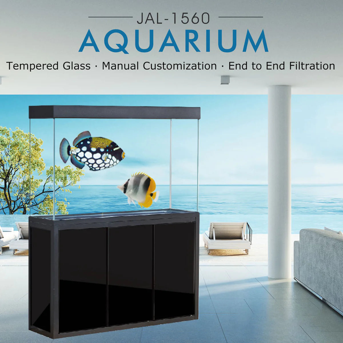 Aqua Dream 175 Gallon Tempered Glass Aquarium Black AD-1560-ABK - Serenity Provision