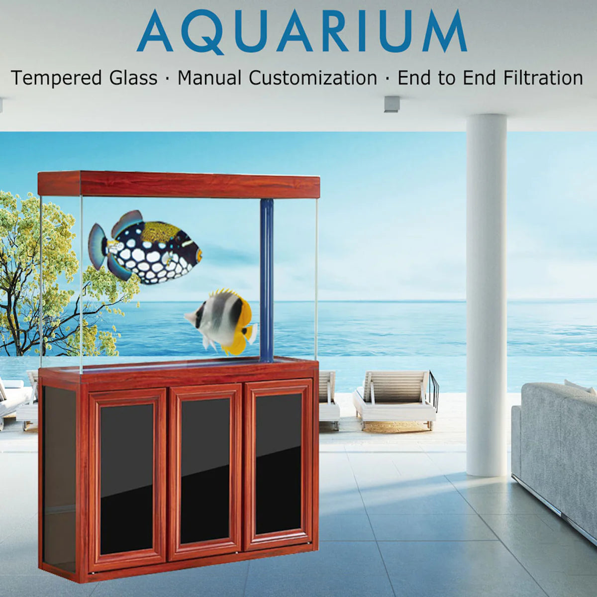 Aqua Dream 175 Gallon Tempered Glass Aquarium Redwood AD-1560-RW - Serenity Provision