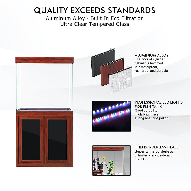 Aqua Dream 50 Gallon Tempered Glass Aquarium Redwood AD-860-RW - Serenity Provision