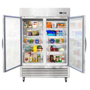 54"W Commercial Refrigerator 42 cu. ft. 2 Glass Door Reach In Refrigerator