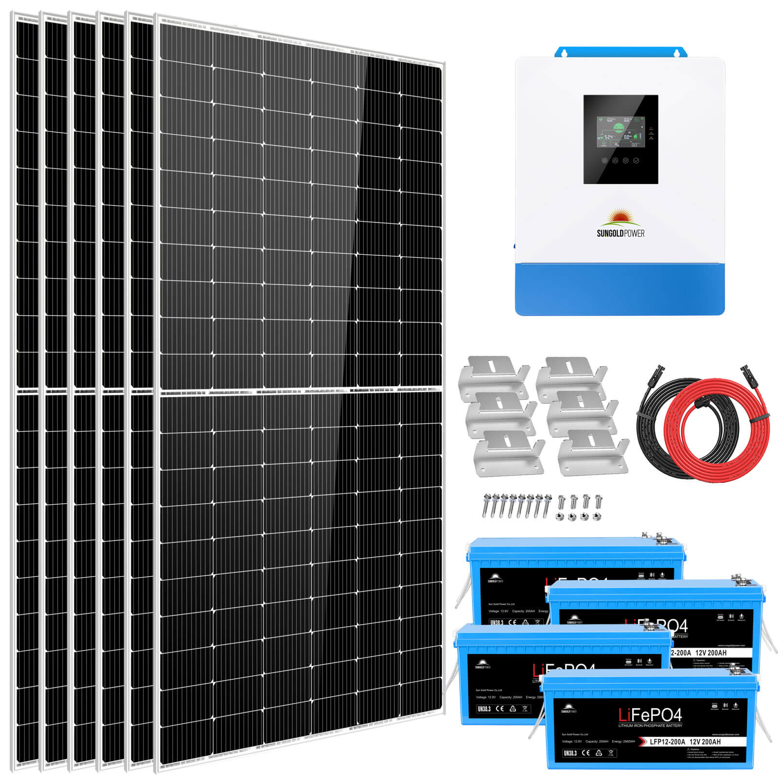 Sungold Power Solar Kit 5000W 48V 120V output 10.24KWH Lithium Battery 2700 Watt Solar Panel SGK-5PRO