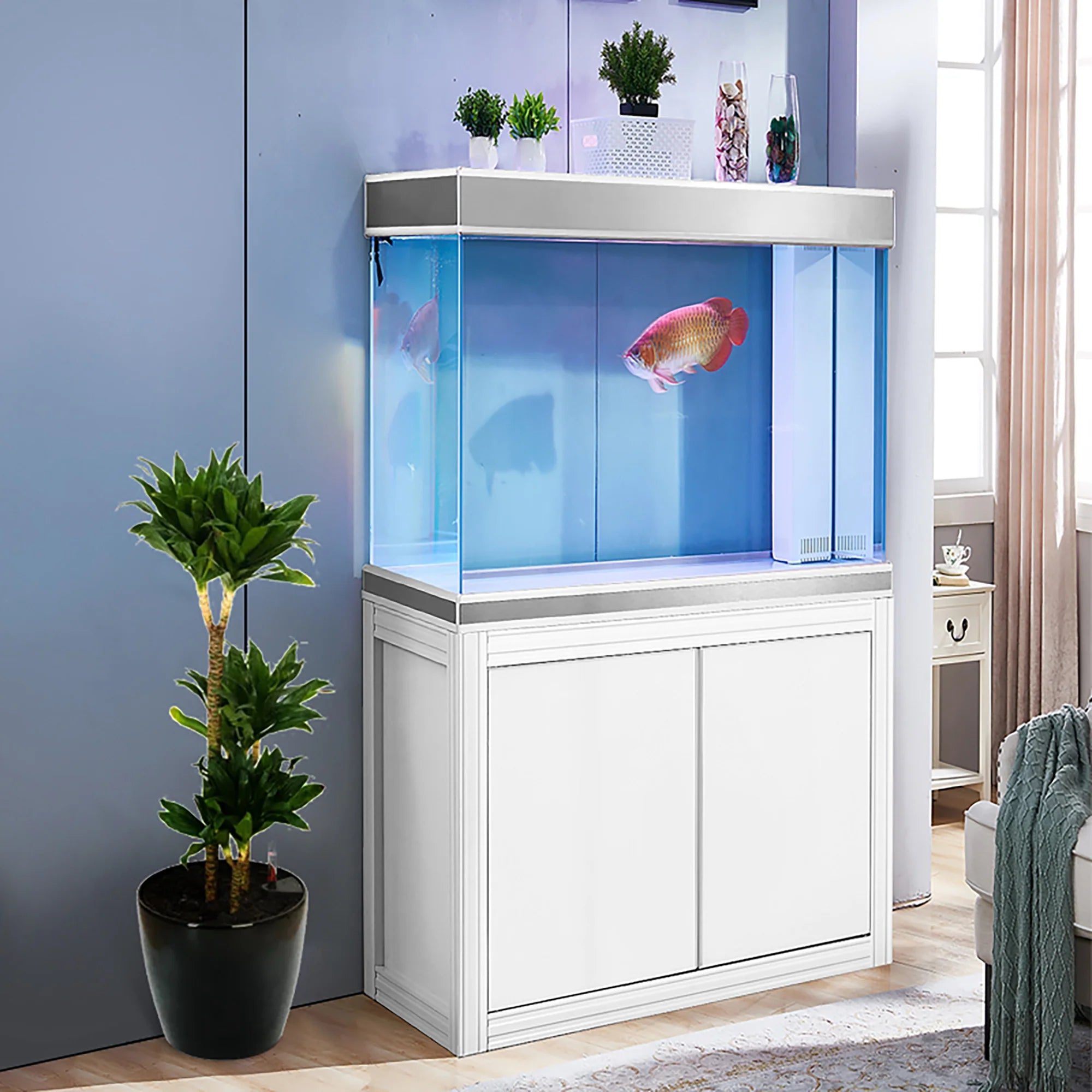 Aqua Dream 110 Gallon Tempered Glass Aquarium White and Silver AD-1060-WS - Serenity Provision