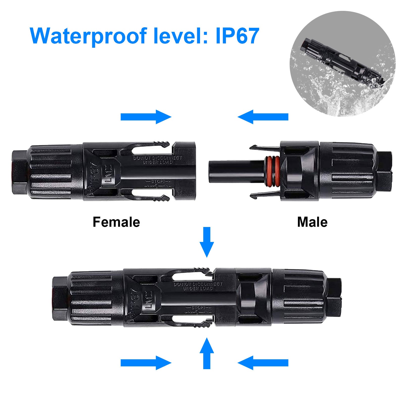 ACOPOWER 4 Pairs Solar Connectors, Male/Female Solar Panel Cable Connectors