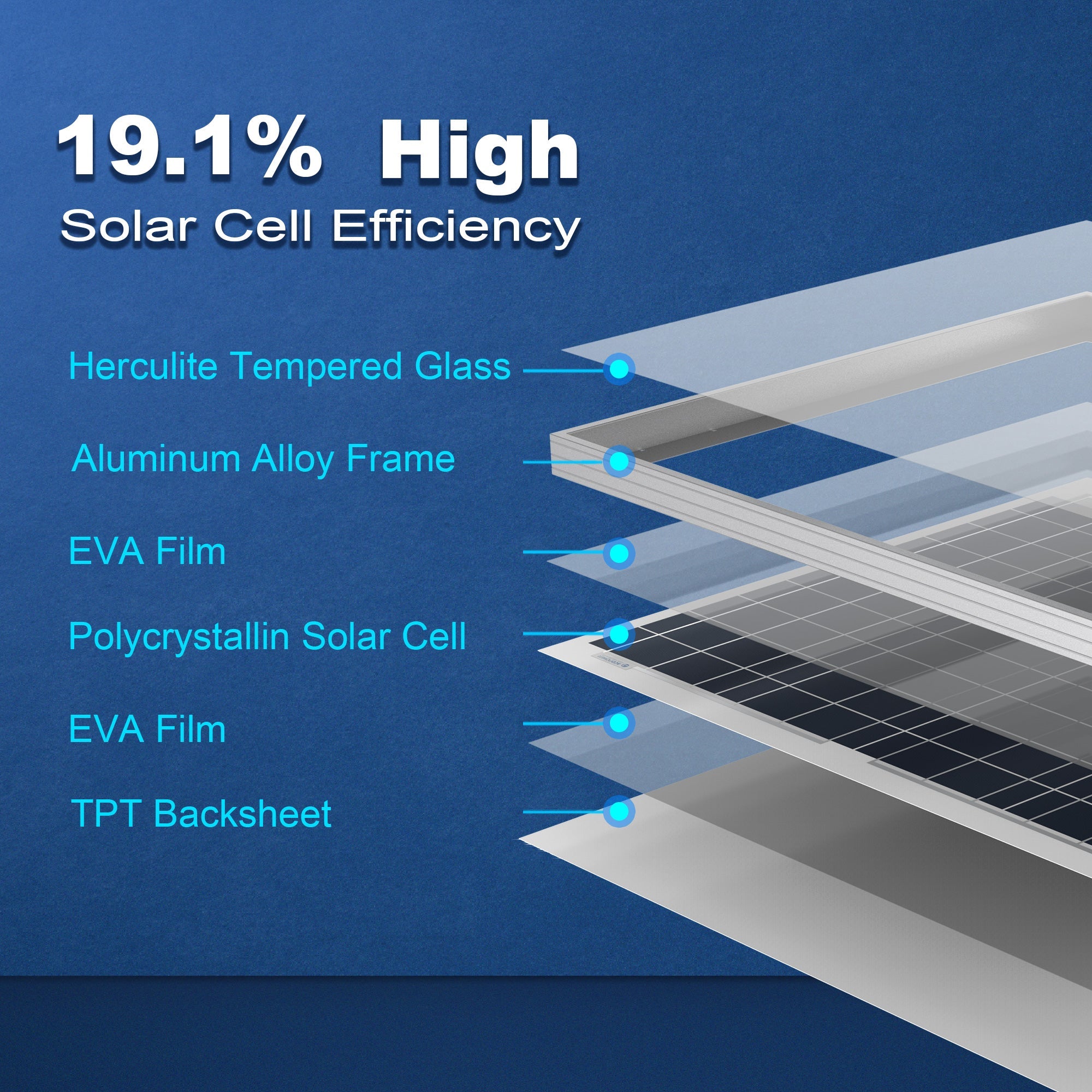 ACOPOWER 60 Watts Polycrystalline Solar Panel, 12V