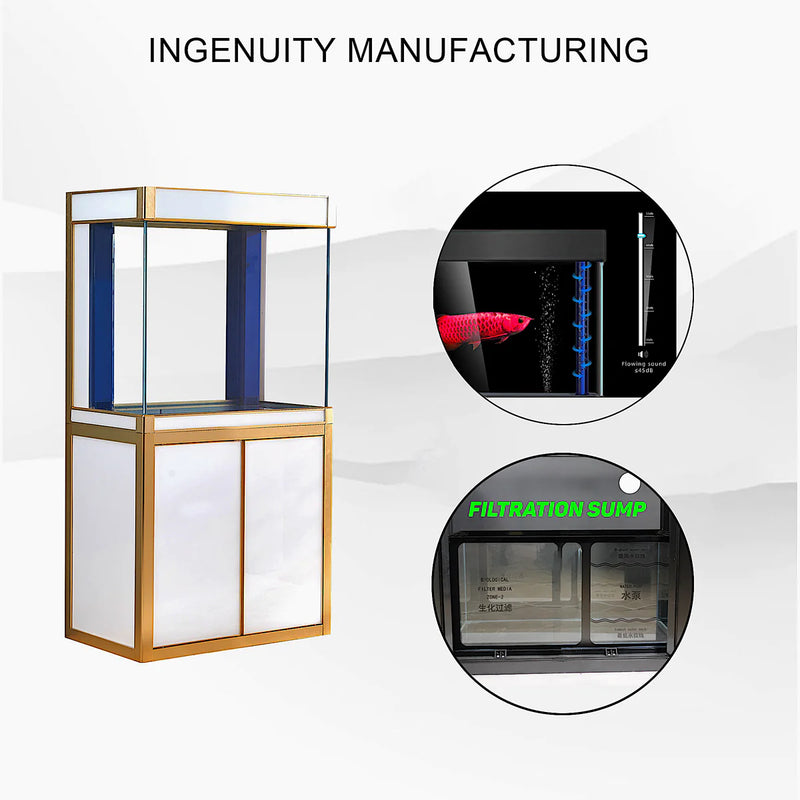 Aqua Dream 100 Gallon Tempered Glass Aquarium White and Gold AD-1060-WT - Serenity Provision