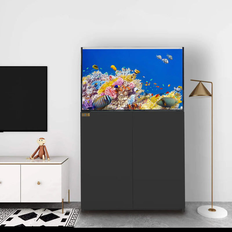 Aqua Dream 100 Gallon Coral Reef Aquarium Ultra Clear Glass Tank & Built in Sump All Black REEF-900-BK - Serenity Provision