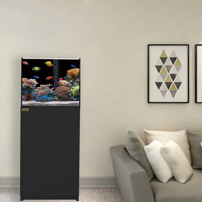 Aqua Dream 37 Gallon Coral Reef Aquarium Ultra Clear Glass Tank & Built in Sump All Black REEF-450-BK - Serenity Provision