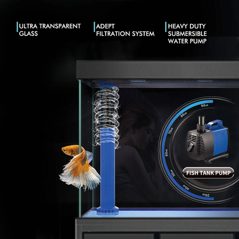 Aqua Dream 135 Gallon Tempered Glass Aquarium White and Gold AD-1260-WT - Serenity Provision