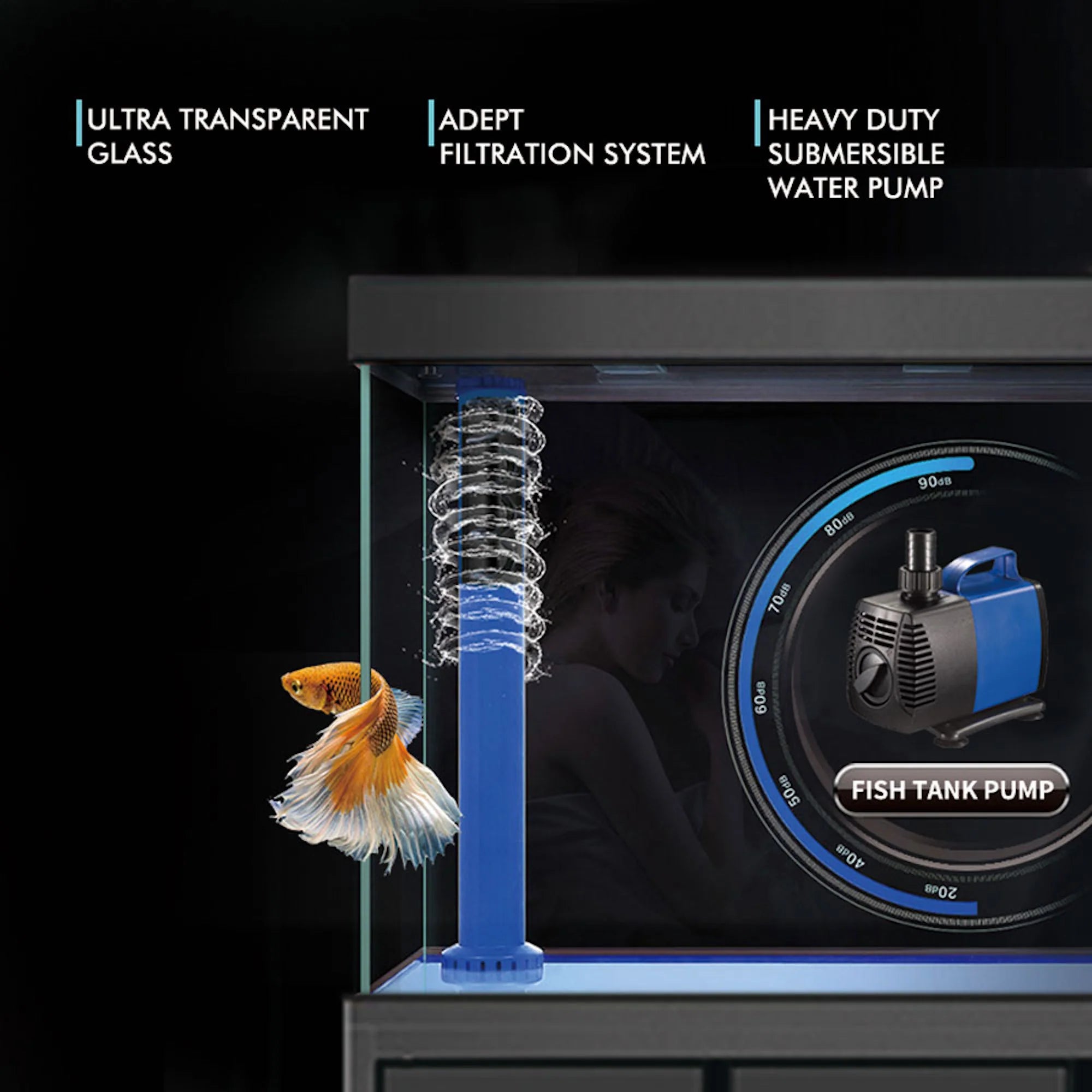 Aqua Dream 135 Gallon Tempered Glass Aquarium Redwood AD-1260-RW - Serenity Provision