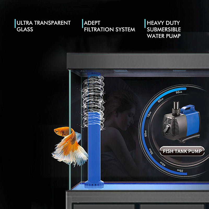 Aqua Dream 135 Gallon Tempered Glass Aquarium Black and Gold AD-1260-BK - Serenity Provision