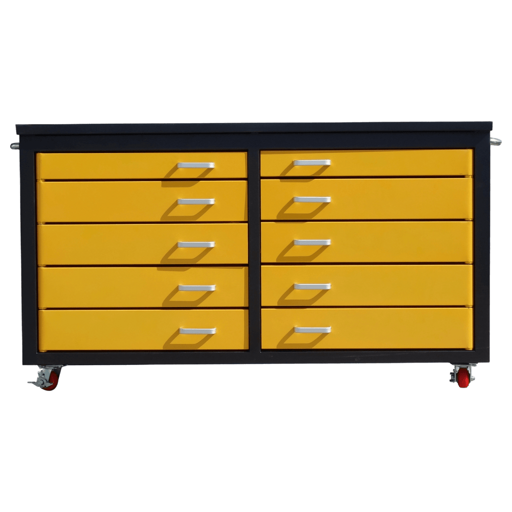 6ft Storage Cabinet with Workbench (10 Drawers)