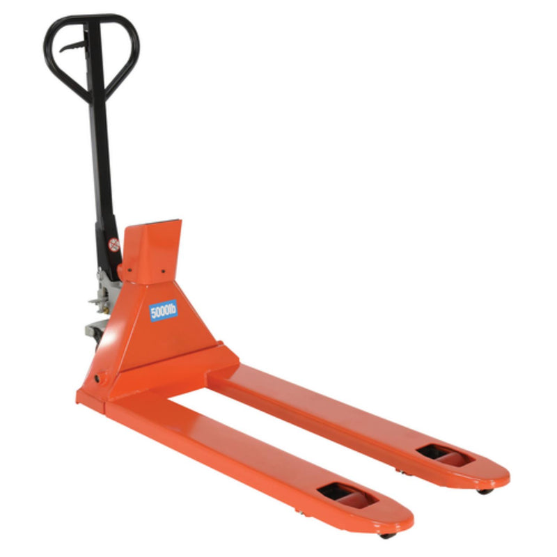 Vestil Steel Trade Legal Low Profile Pallet Truck with Scale 61 In. x 21-1/2 In. x 45 In. 5000 Lb. Capacity Red - PM-2146-TL-SCL-LP