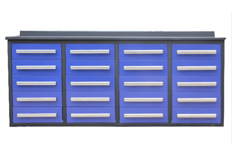 7' Garage Storage Cabinets with Workbench (20 Drawers)