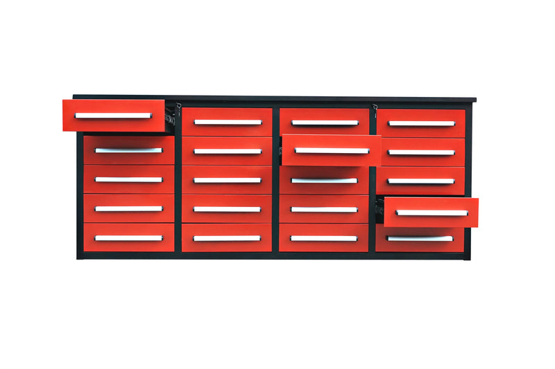 7' Garage Storage Cabinets with Workbench (20 Drawers)