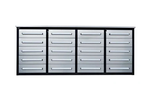 Chery Industrial 7' Garage Storage Cabinets with Workbench (20 Drawers) - WW000208