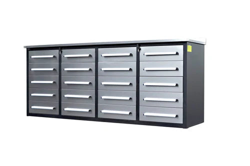 Chery Industrial 7' Garage Storage Cabinets with Workbench (20 Drawers) - WW000208