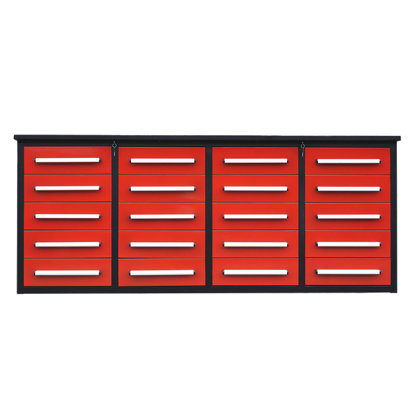 7' Garage Storage Cabinets with Workbench (20 Drawers)