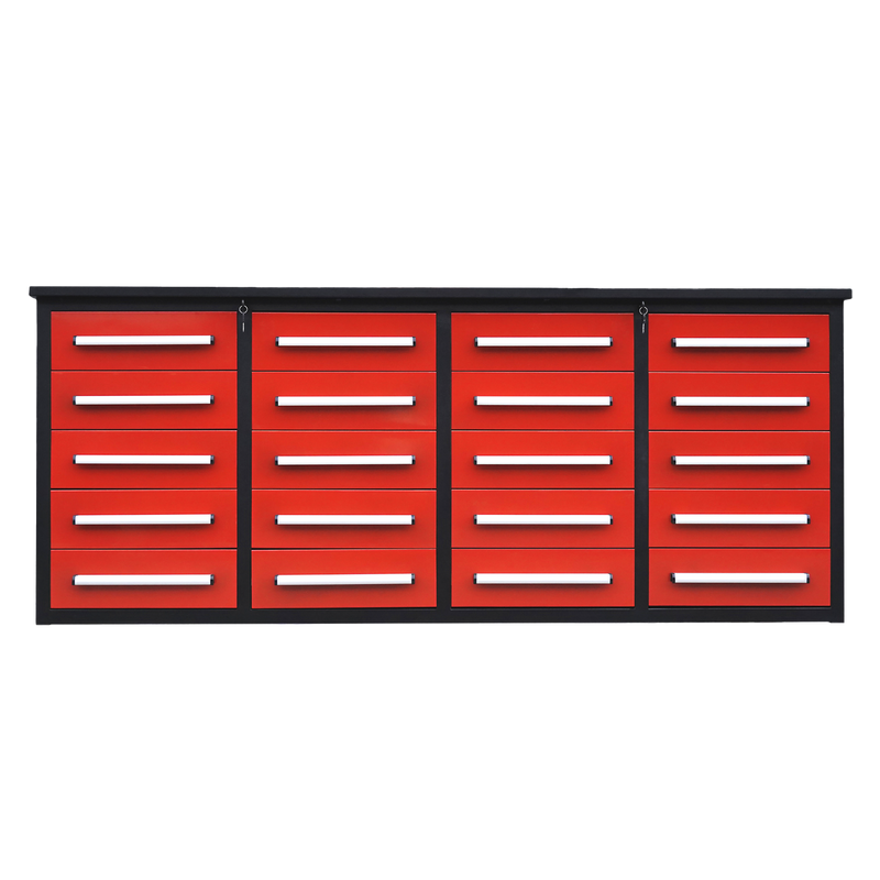 7' Garage Storage Cabinets with Workbench (20 Drawers)