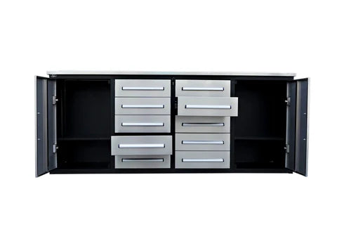 Chery Industrial 7' Storage Cabinets with Workbench (10 Drawers & 2 Cabinets) - WW000199