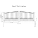 18x6 ft Steel Dual Swing Driveway Gate - PARIS Style