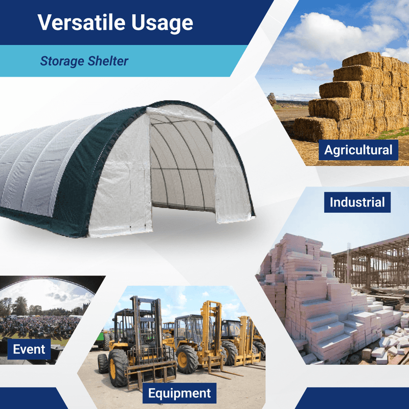 Gold Mountain Single Truss Arch Storage Shelter W30'xL65'xH15'