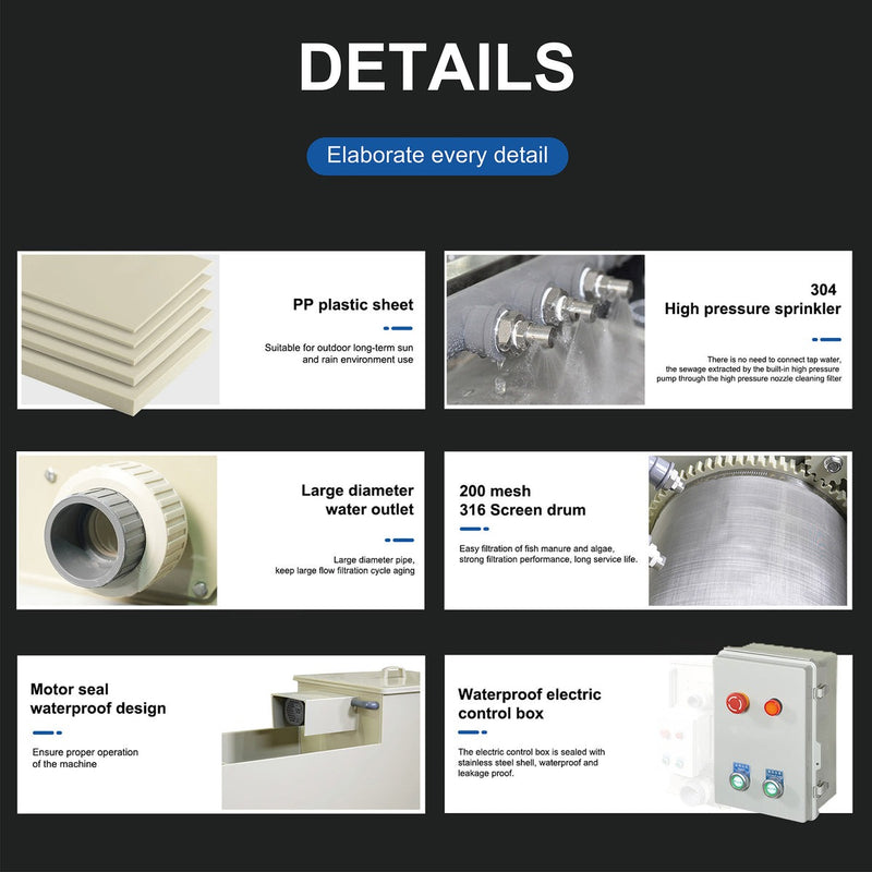 Macro Drum Pond Filter Integrated Filtration Equipment 50 Tons 13400 GPH - BTS50 - Serenity Provision