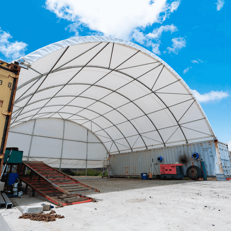 Gold Mountain 40x40x13 ft Container Shelter with Closed Back Panel