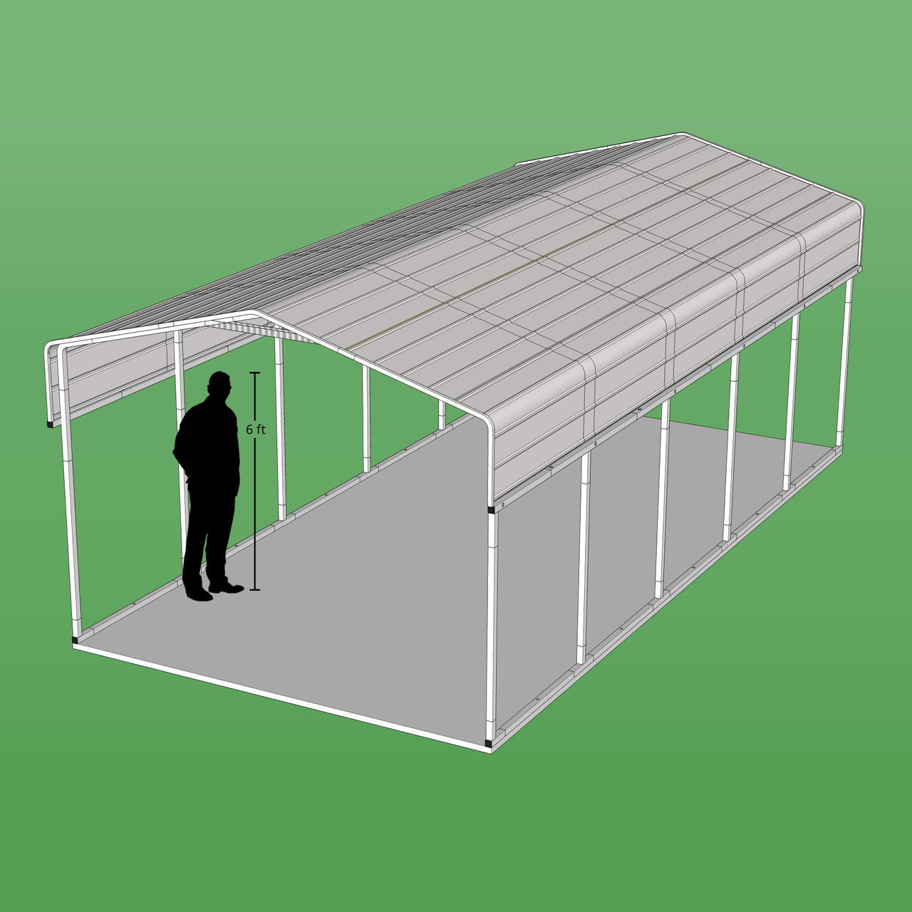 Aleko 12W x 25L x 10H ft. Metal Carport with Corrugated Roof Panels – Gray CPM12X23GY-AP - Serenity Provision