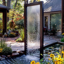 Aura Clear Glass Fountain | Large Free Standing Vertical Waterfall Wall