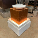 Aura Single Bowl Copper Cube Fountain | Custom Metal Outdoor Water Feature | White Resin Or Copper Bowl