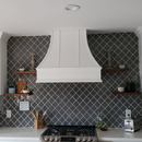 Unfinished Range Hood With Curved Strapped Front and Decorative Trim - 30", 36", 42", 48", 54" and 60" Widths Available