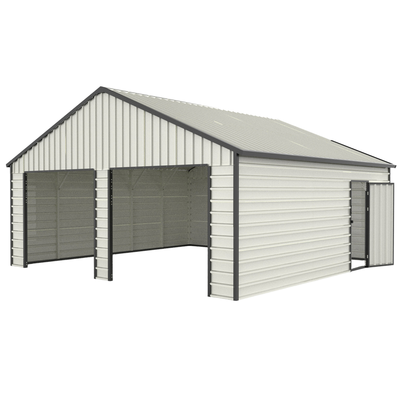 Chery Industrial 23 x 22 ft Double Garage Metal Shed with Side Entry Door