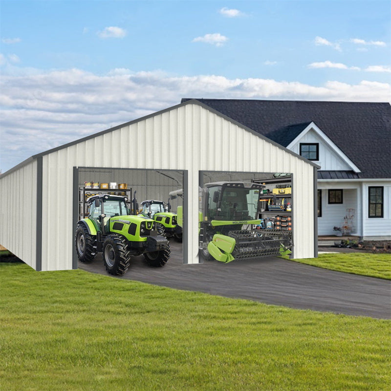 Chery Industrial 25 x 33 ft Double Garage Metal Shed with Side Entry Door